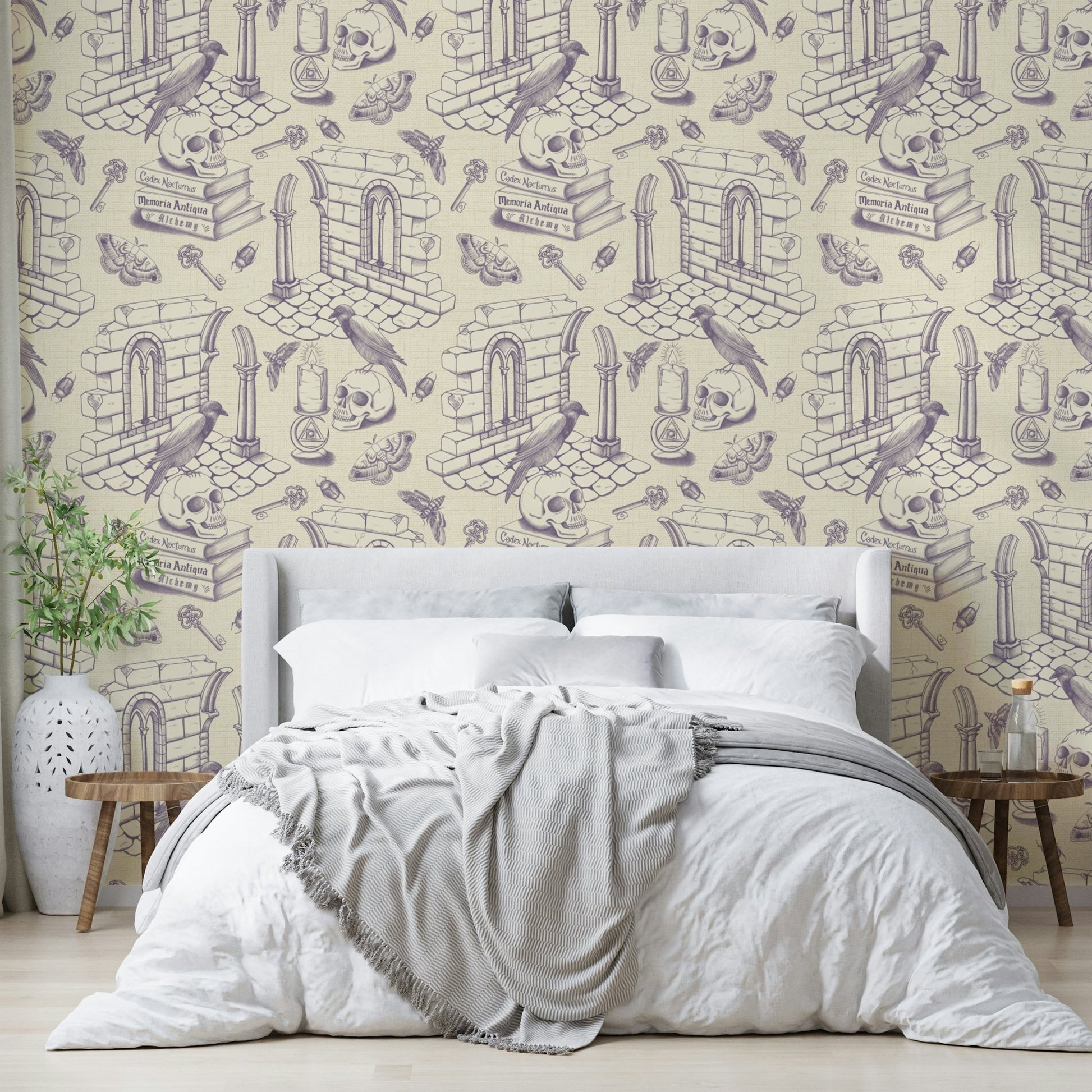 Stylish Grey Purple Dark Academia Wallpaper for Rooms

