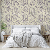 Stylish Grey Purple Dark Academia Wallpaper for Rooms

