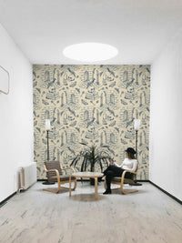 Elegant Dark Academia Wallpaper in Twilight Blue Hue

