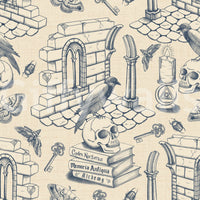 Traditional Twilight Blue Toile de Jouy Wallpaper

