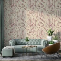 Vintage rose patterns in Dark Academia Toile de Jouy wallpaper.

