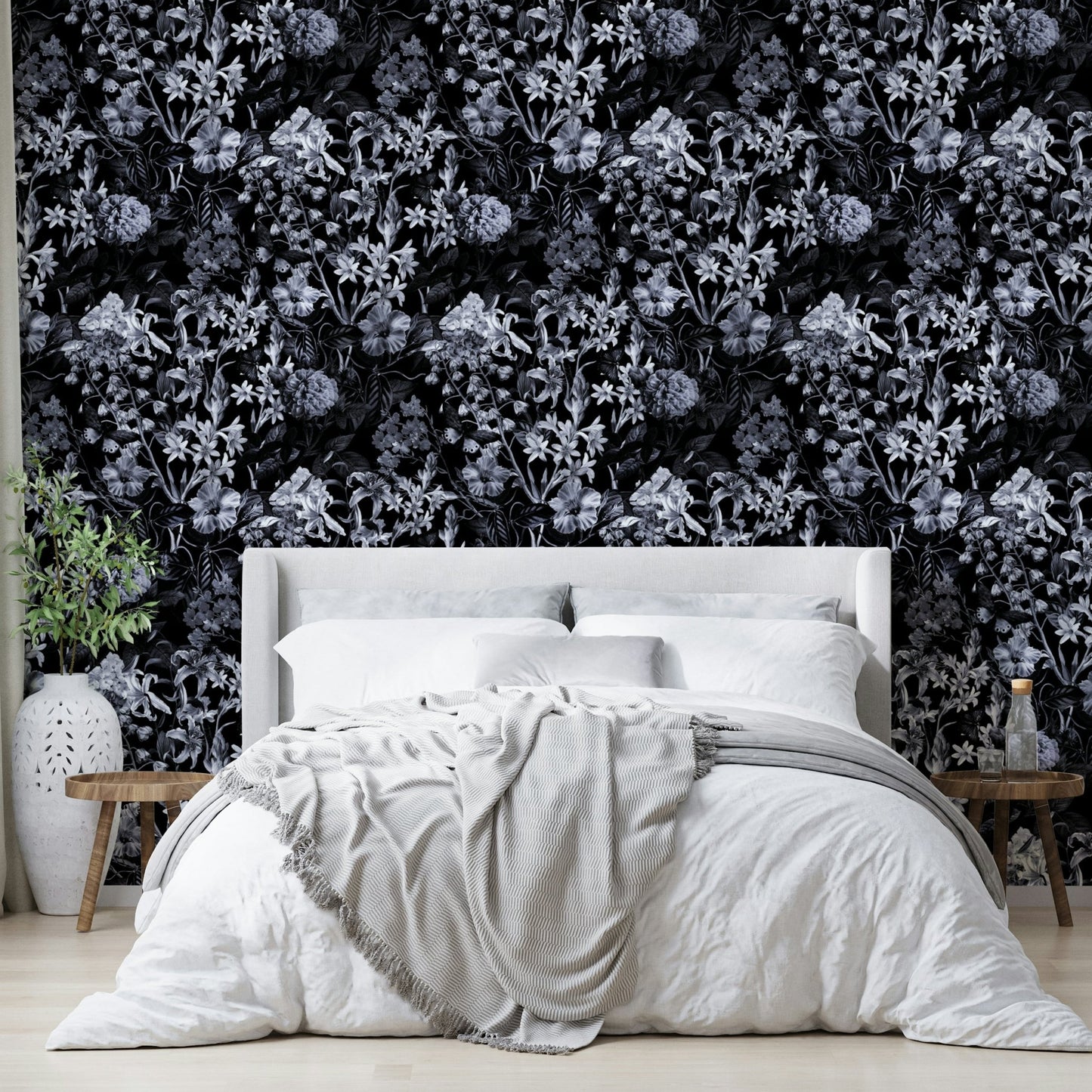 Dark blossom mural for a bedroom.
