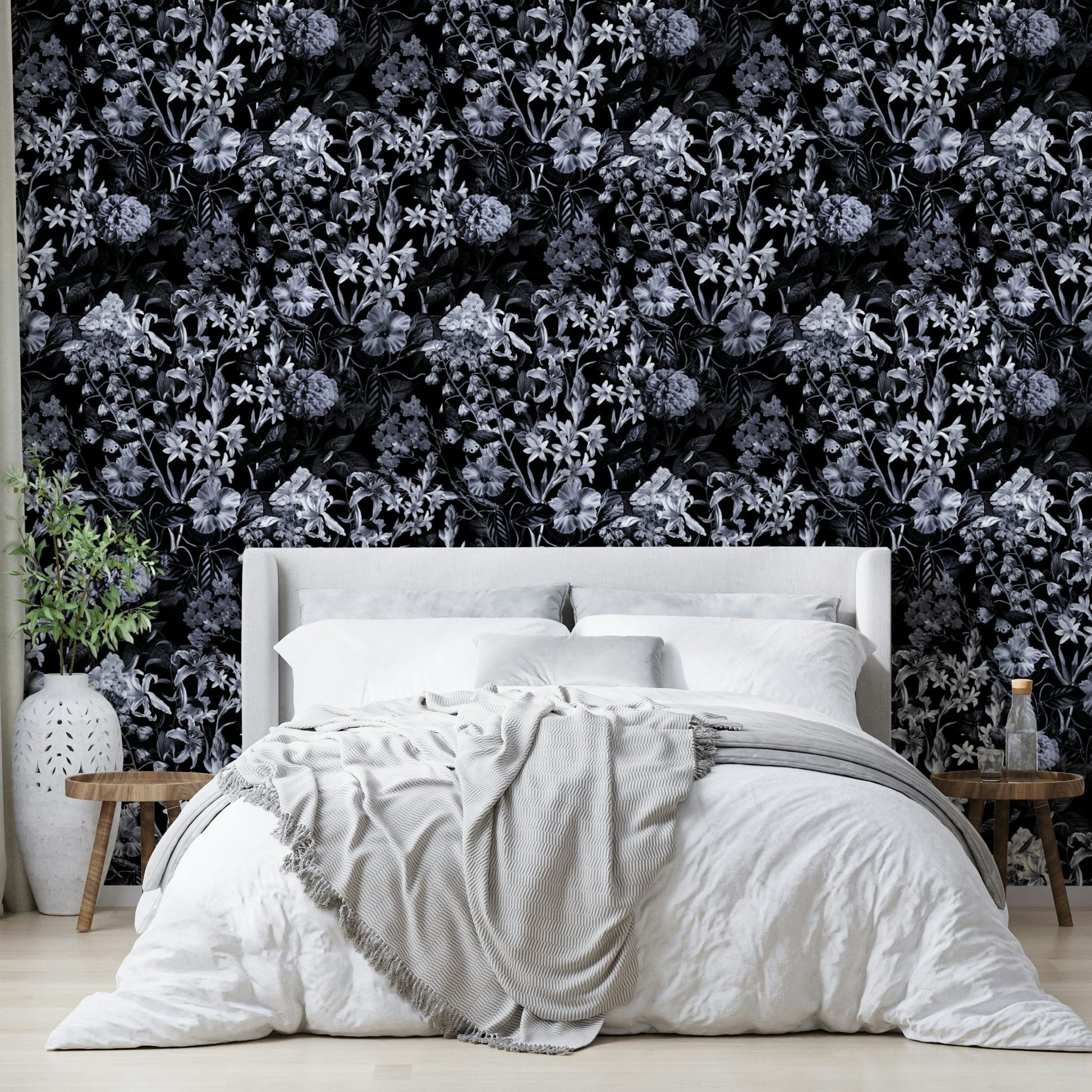 Dark blossom mural for a bedroom.
