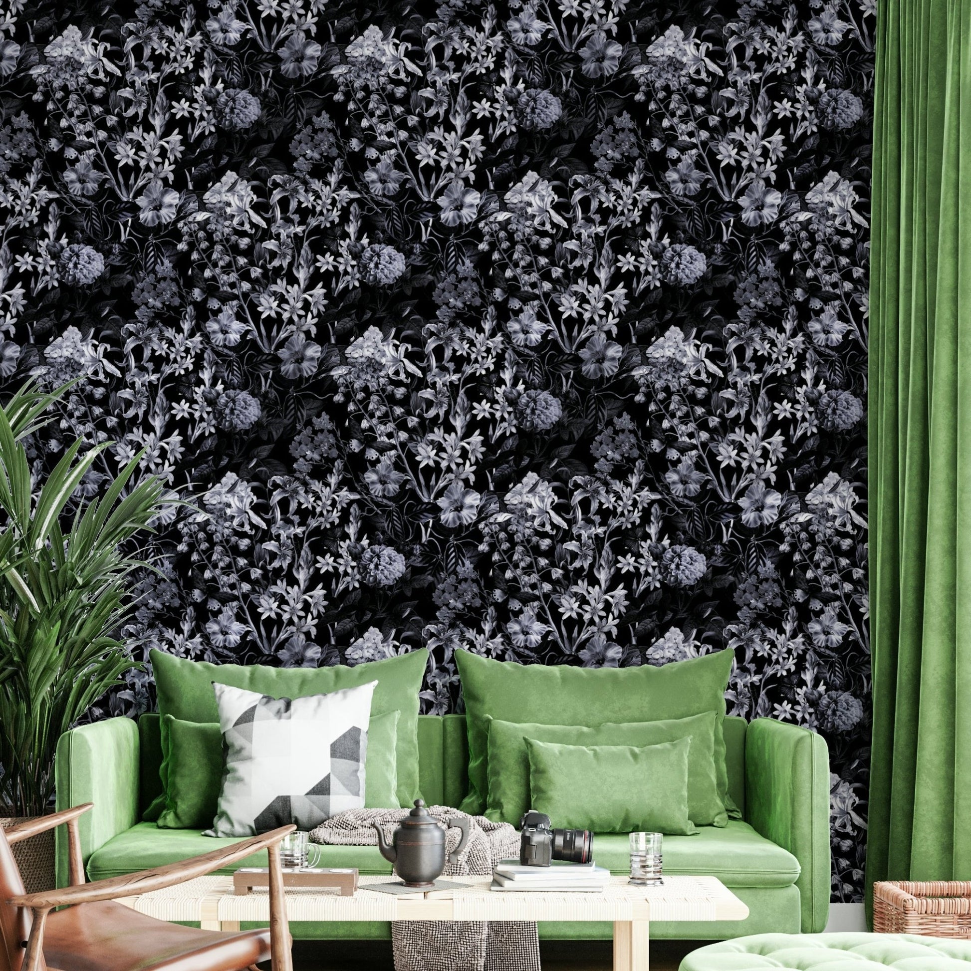 Elegant wallpaper with a flower pattern.
