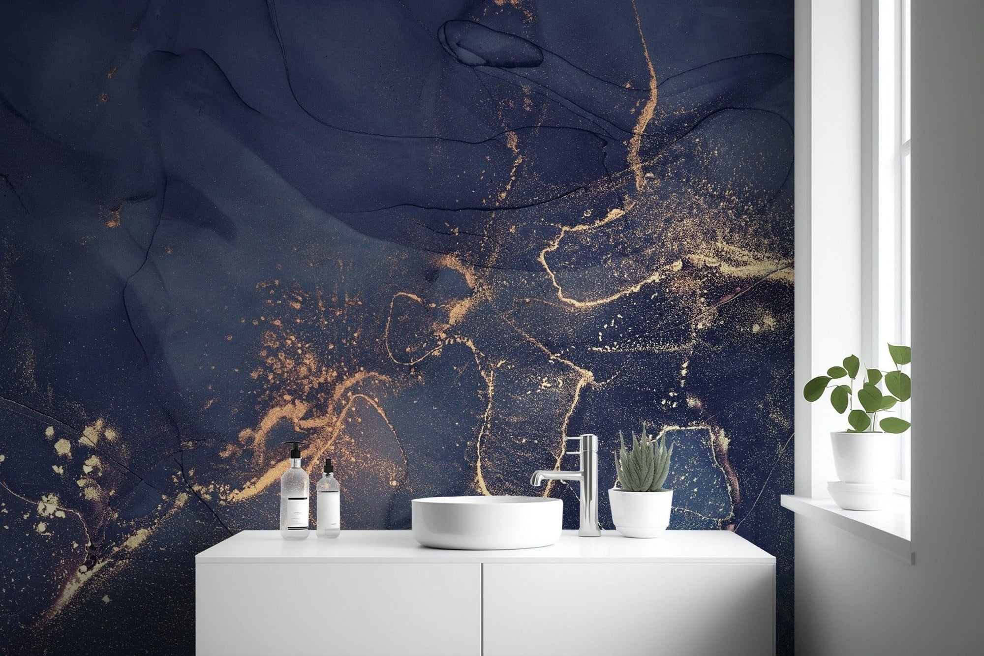 Dark Blue Alcohol Art Wallpaper Mural abstract-13
