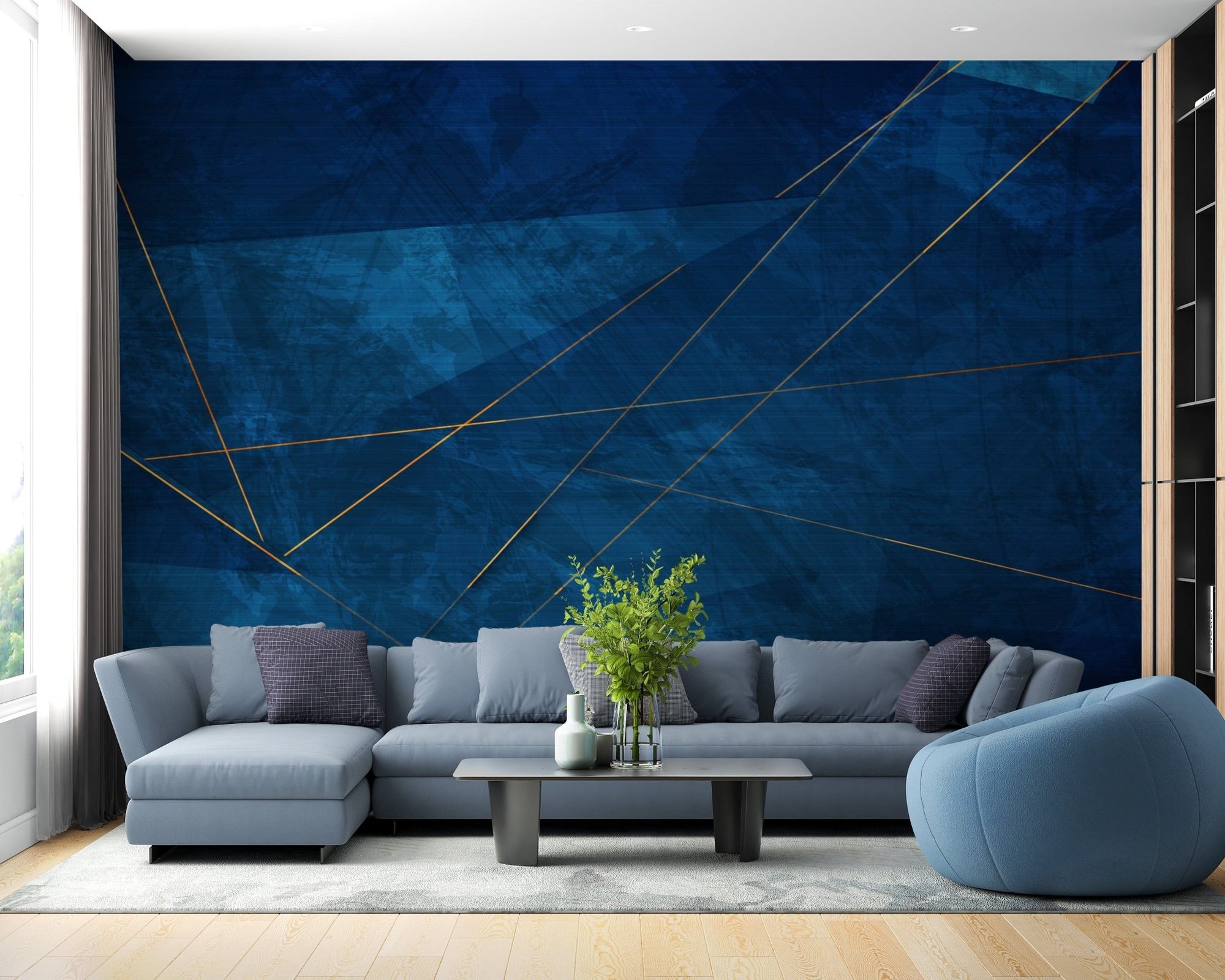 Minimalist dark blue wallpaper with a grunge abstract style. A981
