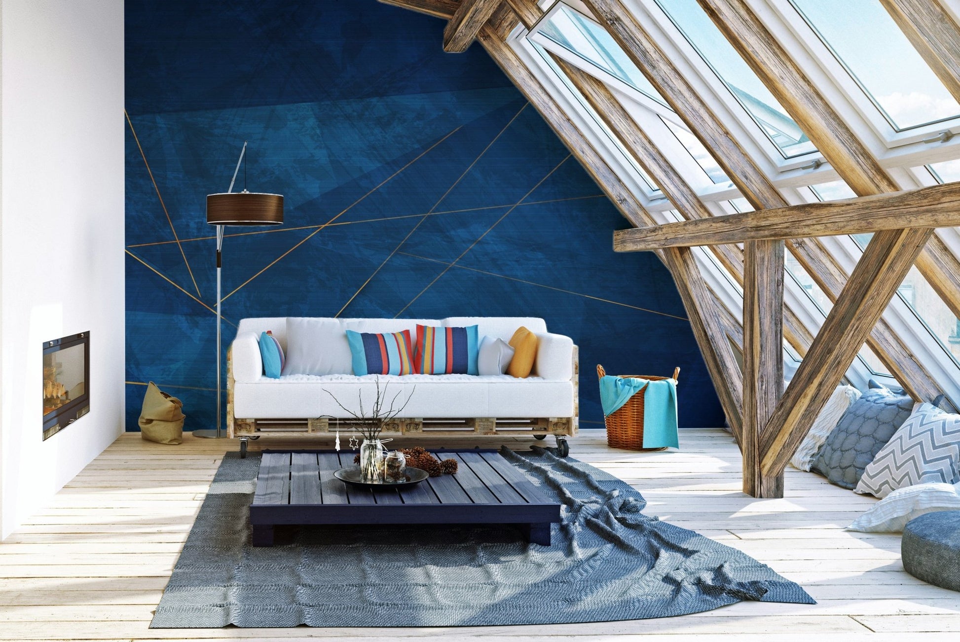 Corporate-themed dark blue grunge wallpaper with modern flair.
