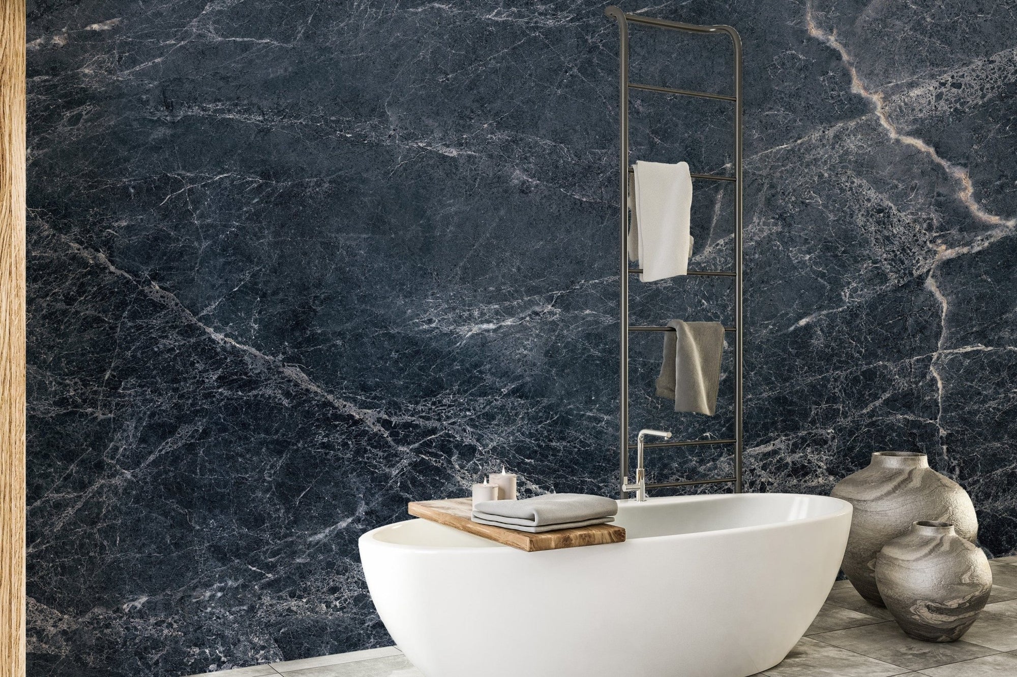 Dark blue marble texture wallpaper mural, B381