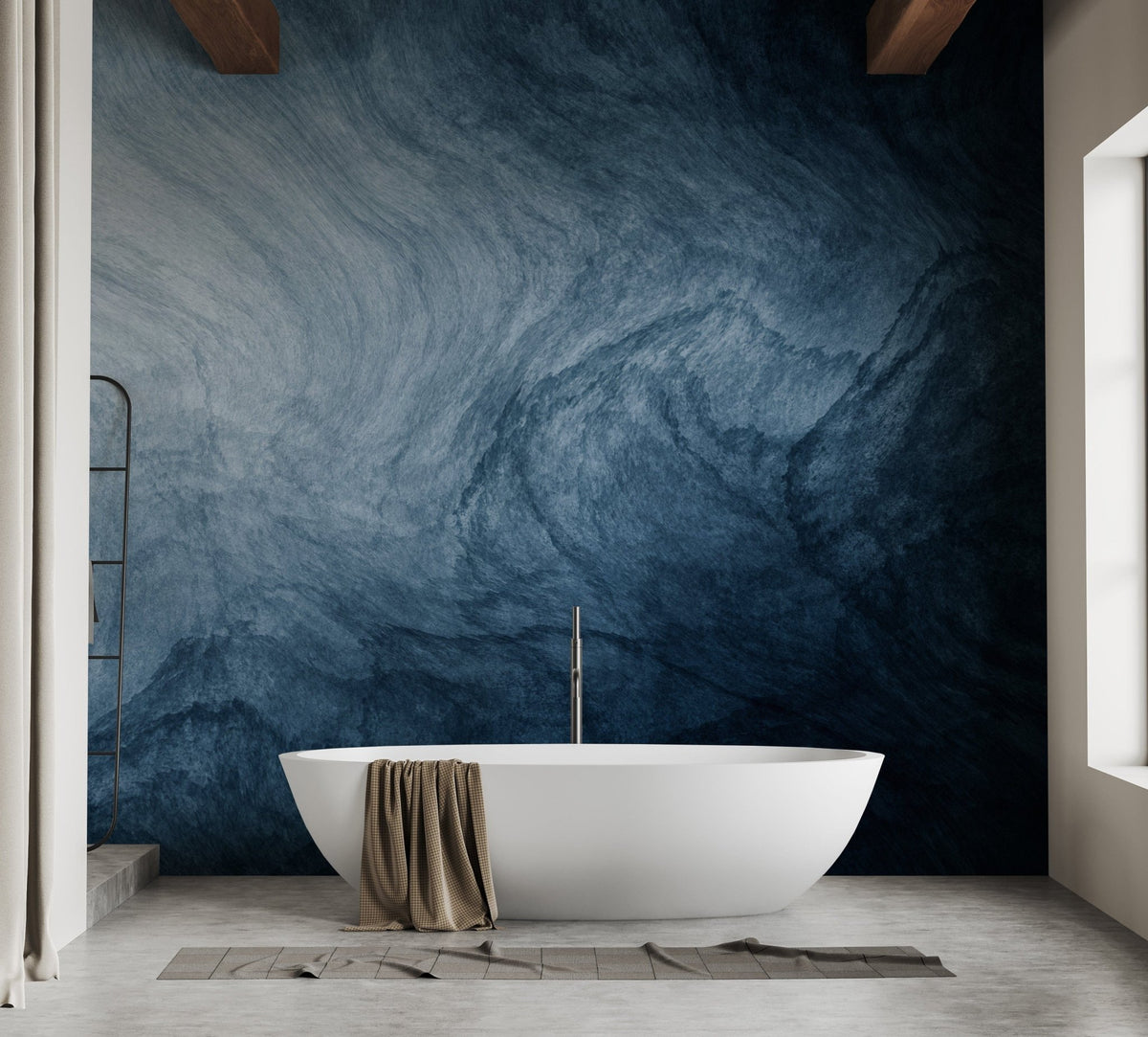 Dark Blue Watercolor Wallpaper Murals - Giffywalls B136