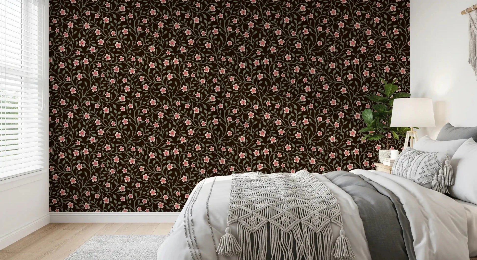 Bedroom dressed quietly with the cottage-garden charm wallpaper
⁠GD9564