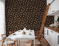 Breakfast nook leans vintage paired with this dark botanical wallpaperGD9564