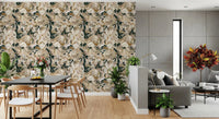 Classic bloom wallpaper featuring Dark Botanical Peony surface detail