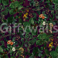 Dark botanical wallpaper for bedroom.
