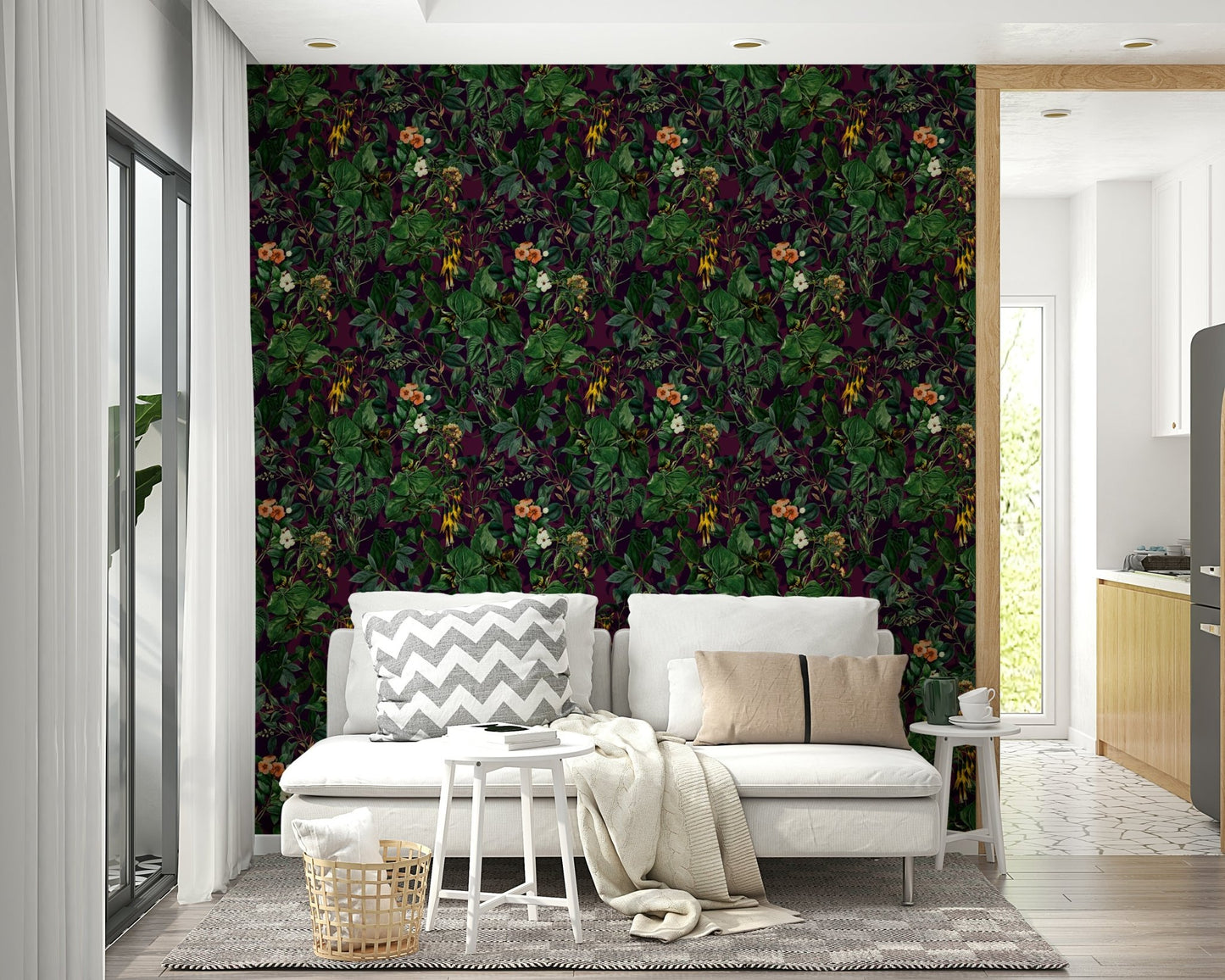 Moody botanical design wall mural.
