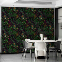 Dark botanical wall mural.
