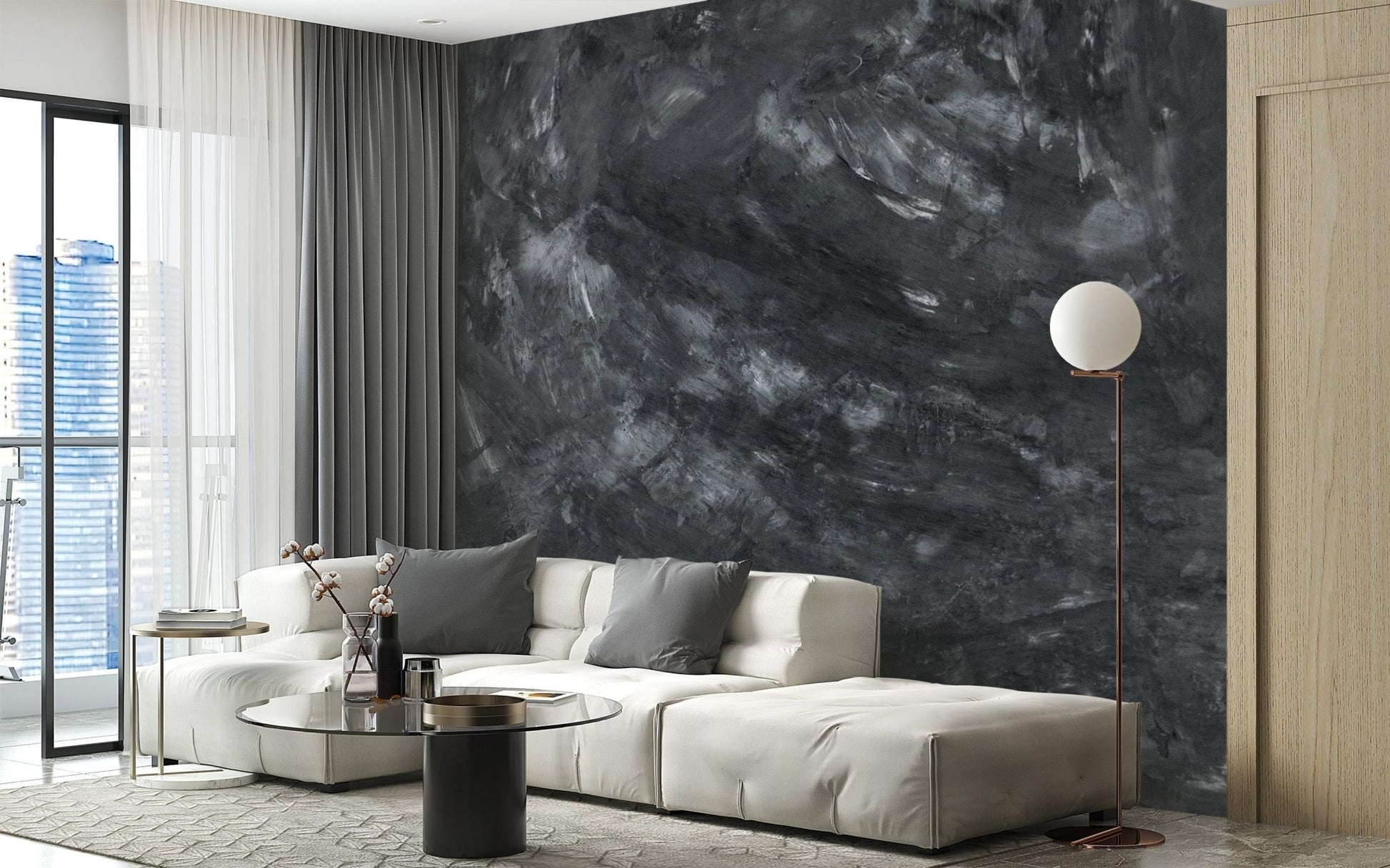 Bold dark concrete wallpaper for walls
