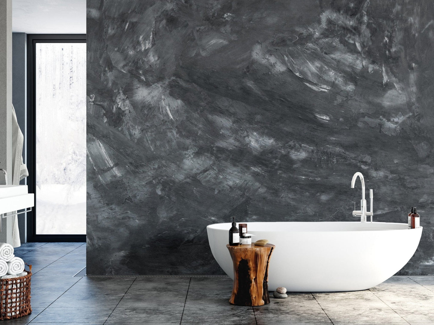 Textured dark concrete wallpaper mural
