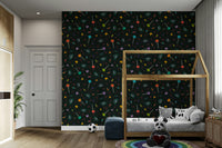 An interior with a fun and magical accent wall


