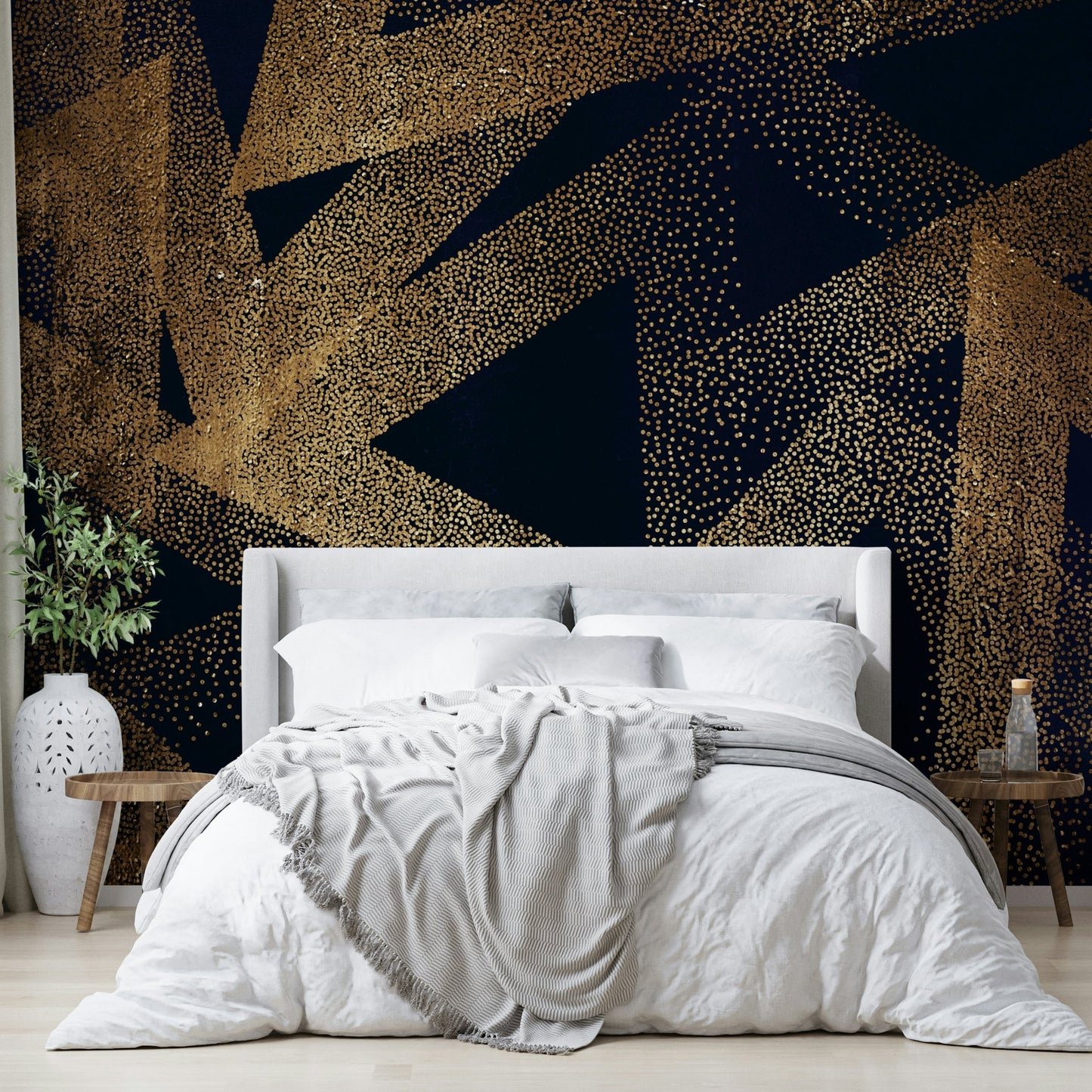 Deep, rich colors, often black, charcoal, or dark blue.

