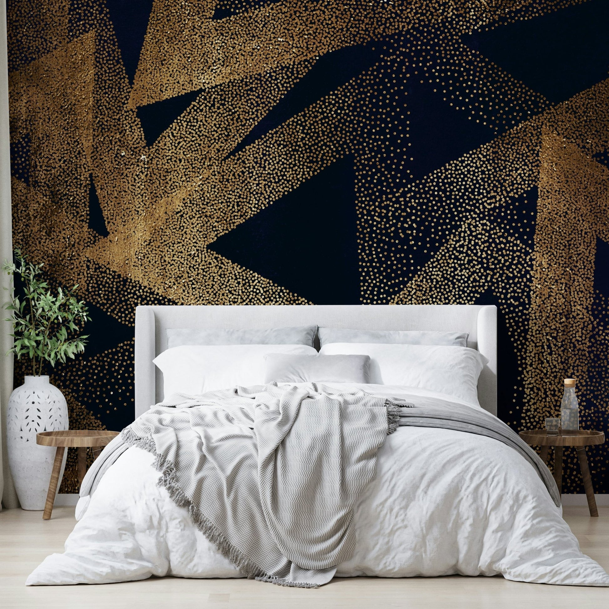 Deep, rich colors, often black, charcoal, or dark blue.

