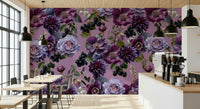 A classic dark floral wallpaper for walls.

