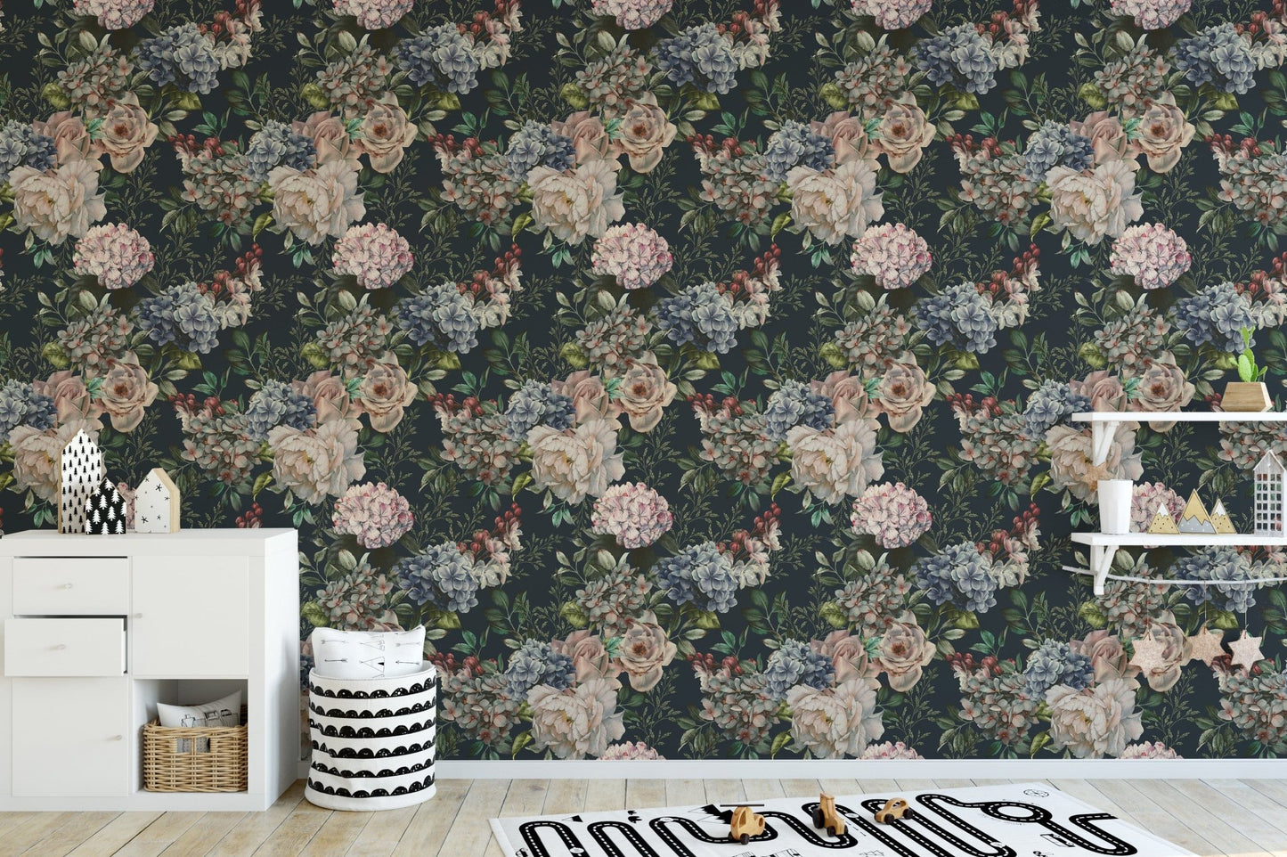 Dark Floral Watercolor Wallpaper