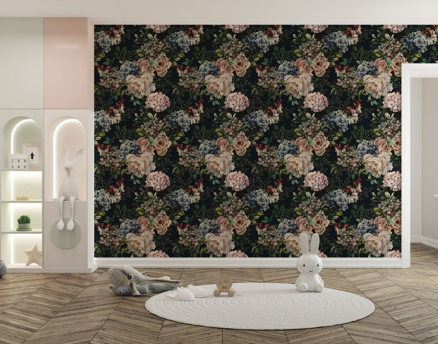 Dramatic Floral Accent Wallpaper