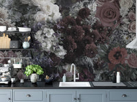 Dark Floral Wallpaper Mural - Giffywalls A803