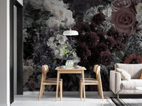 Dark floral wallpaper for elegant and moody interiors A803
