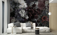 Romantic dark floral wallpaper for bedroom decor ideas A803