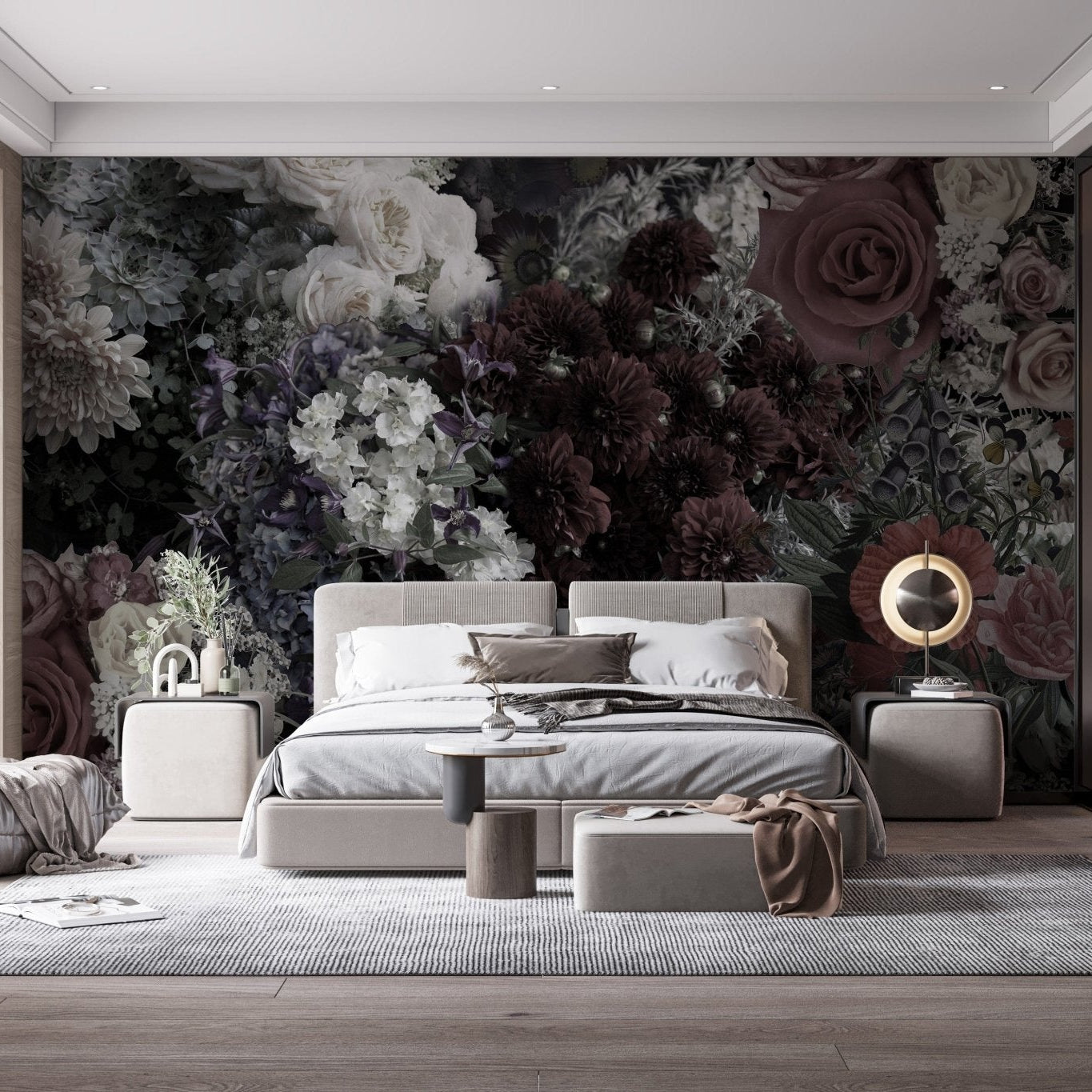 Dark Floral Wallpaper Mural - Giffywalls A803