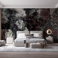 Dark Floral Wallpaper Mural - Giffywalls A803