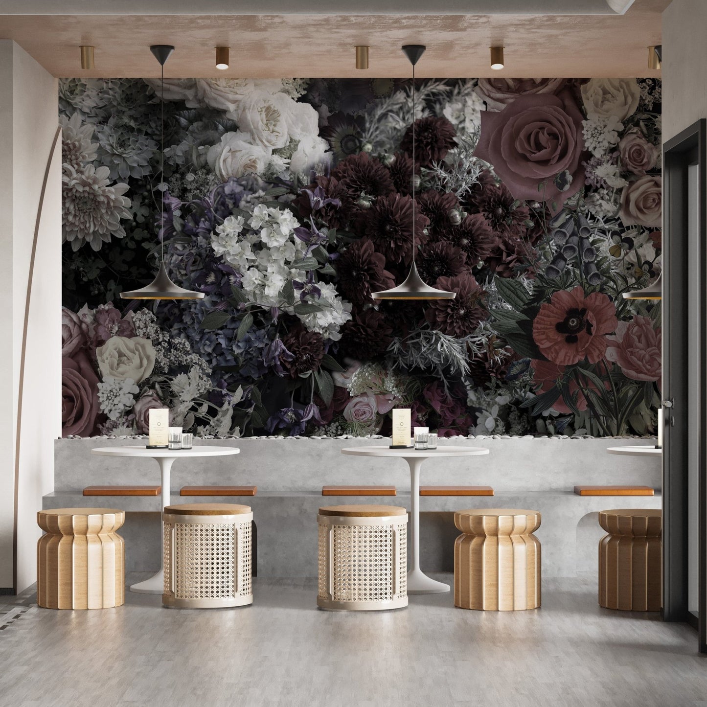 Dark Floral Wallpaper Mural - Giffywalls A803