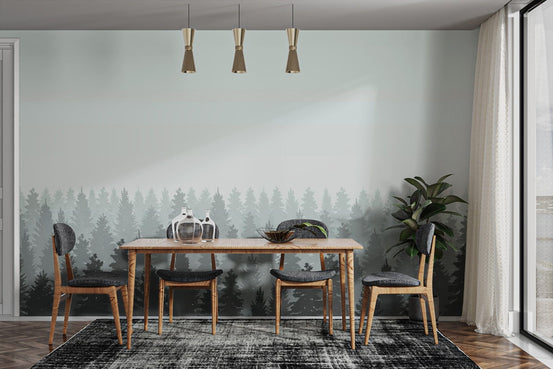 Dark foggy forest tree wallpaper design mountain-05