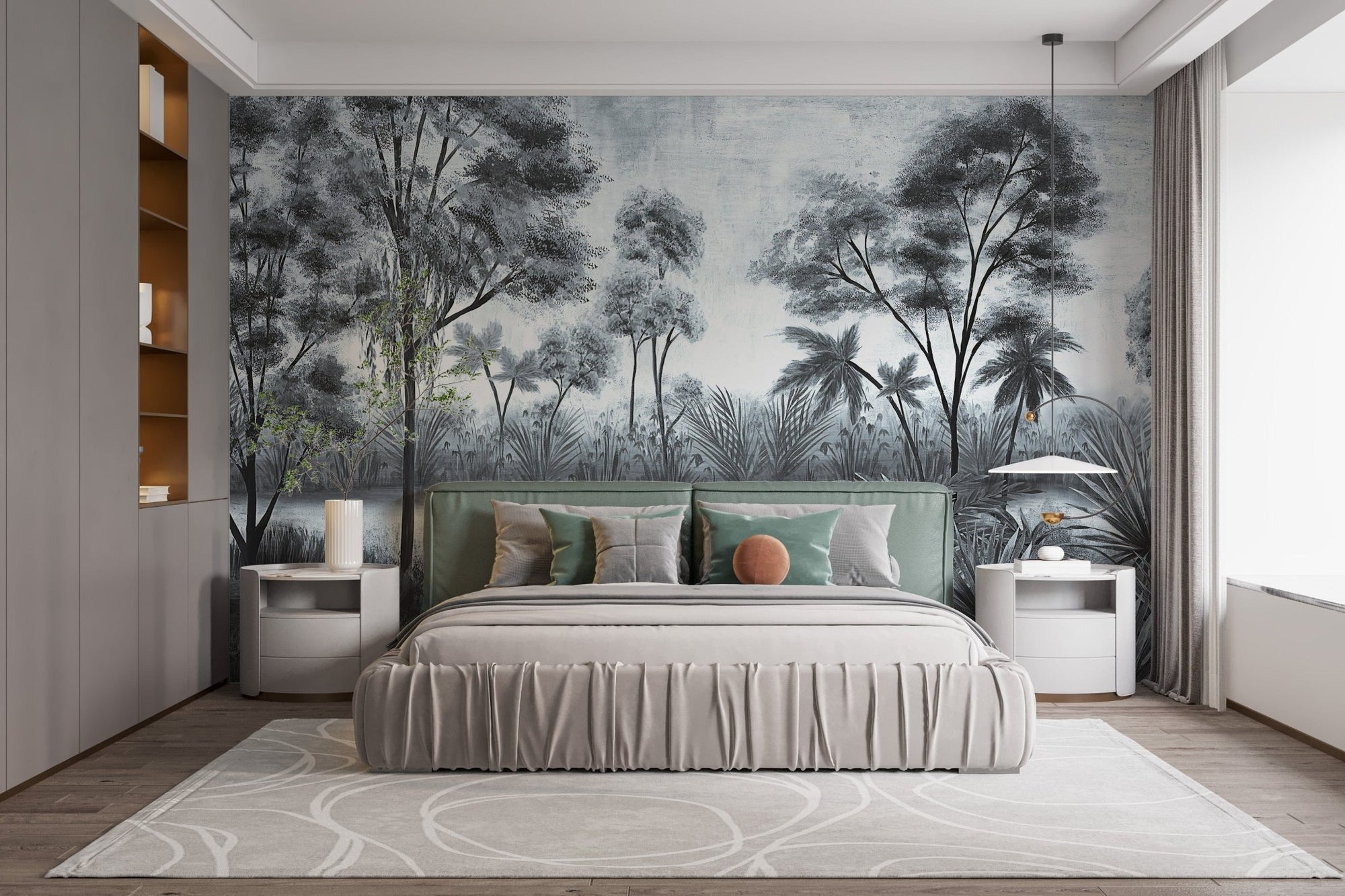 Gloomy textured trees wallpaper mural design A439
