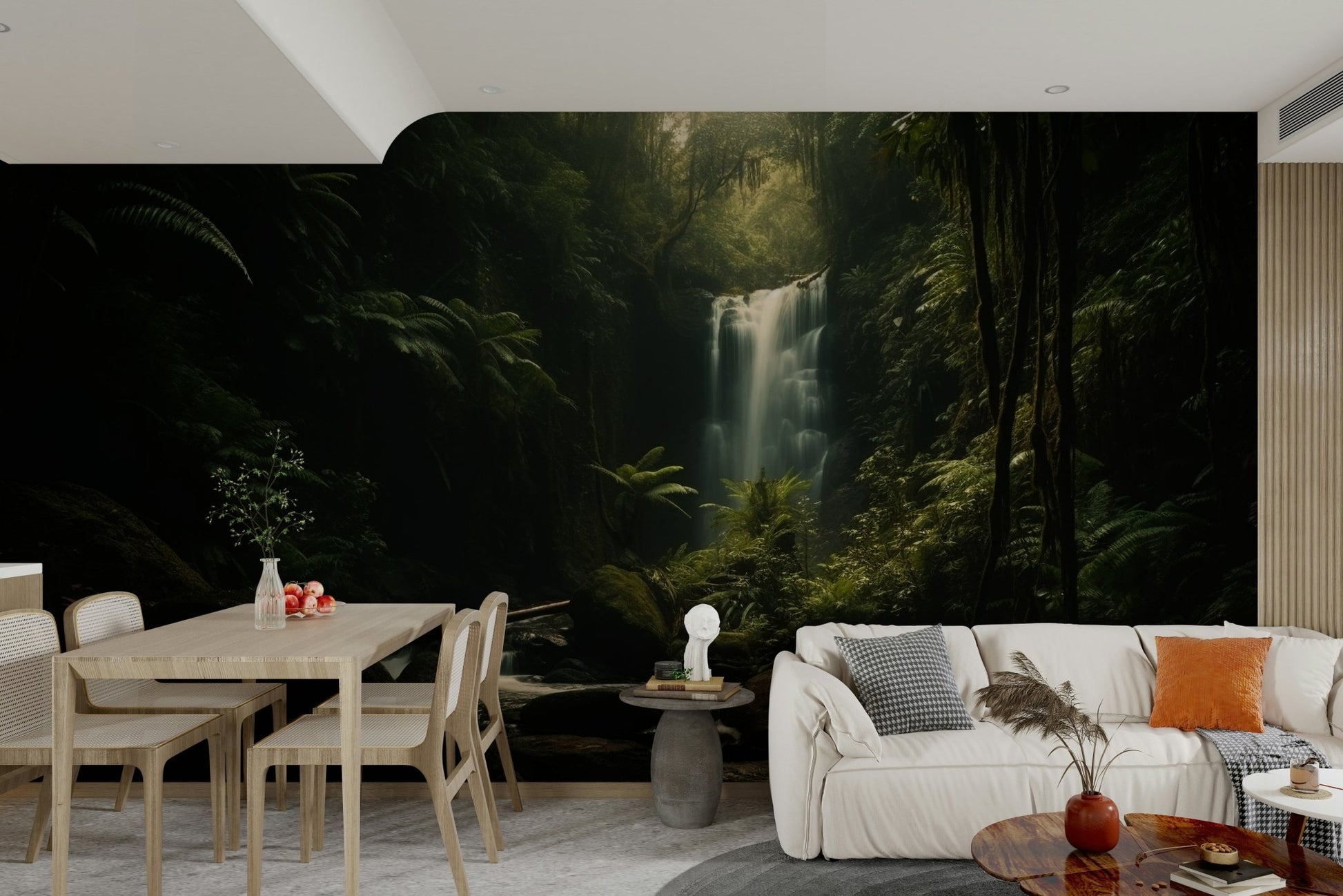 A graceful subtle water texture wall mural in deep, natural tones.

