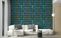 Artistic dark green wallpaper featuring handdrawn lines
