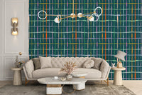 Dark green handdrawn lines wallpaper for walls
