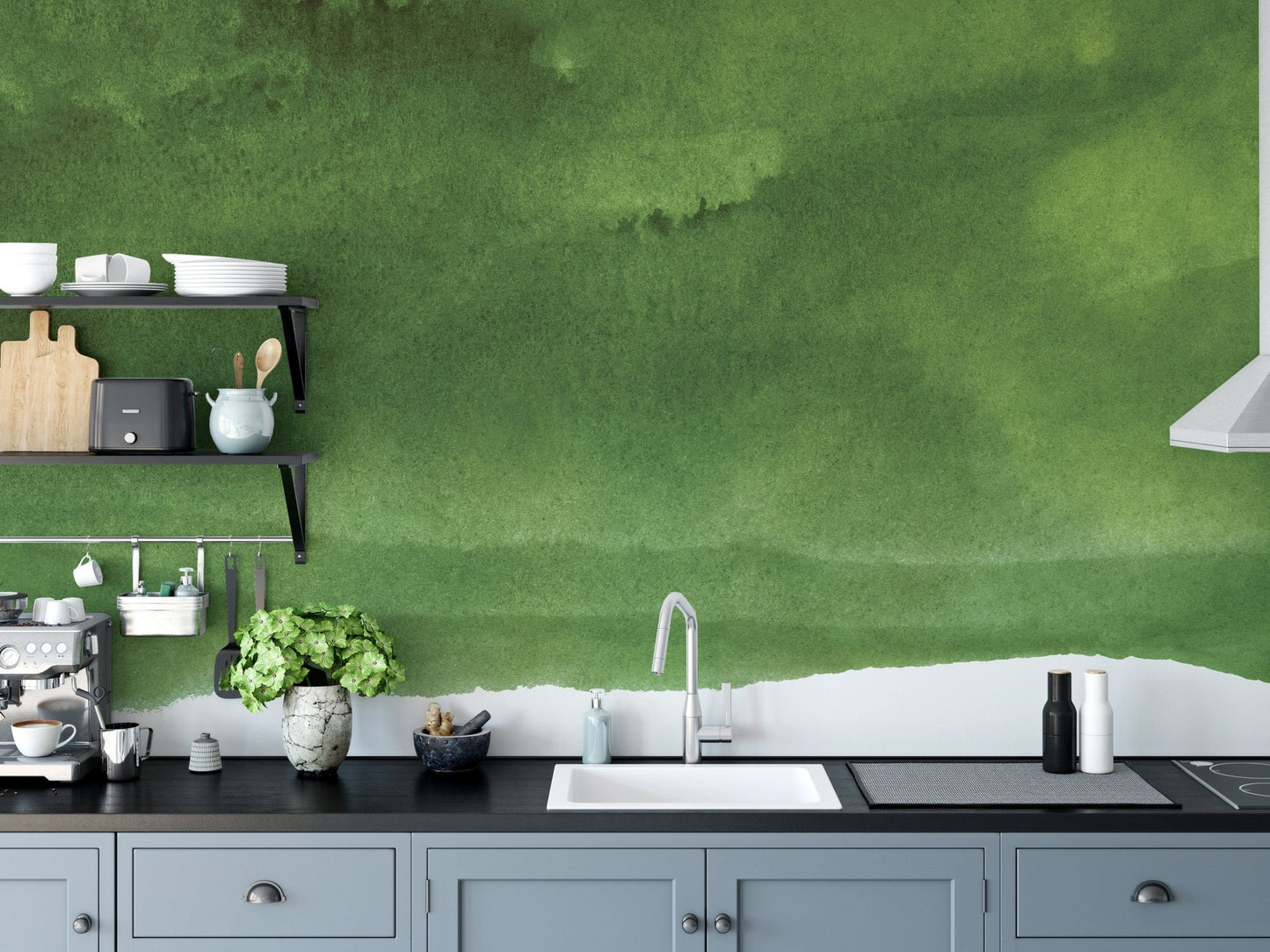 Elegant dark green wallpaper for accent walls and decor.