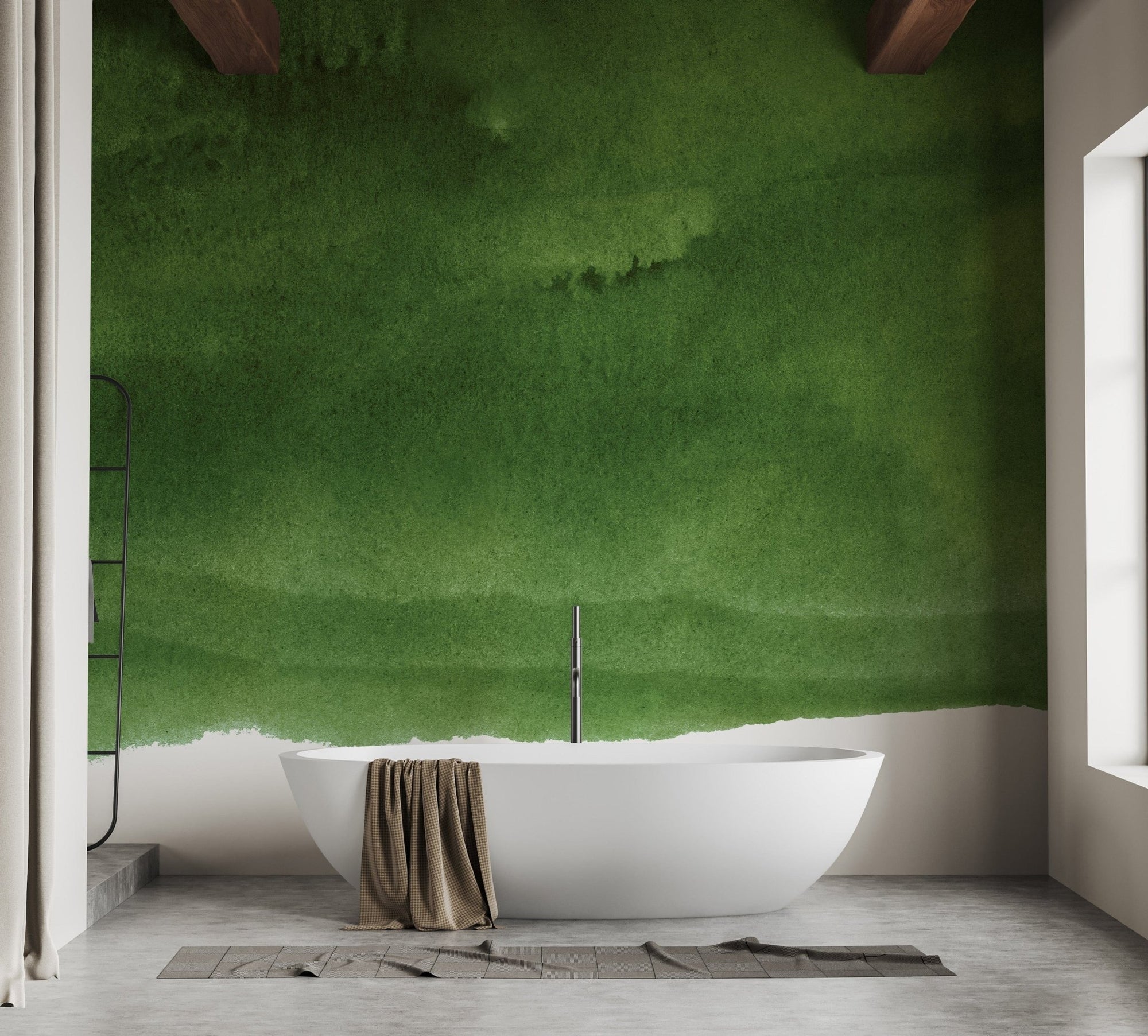 Dark green peel and stick wallpaper mural for modern interiors. A739