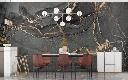 Dark grey alcohol ink wallpaper mural with elegant texture. A234
