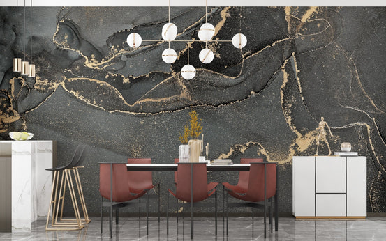 Dark grey alcohol ink wallpaper mural with elegant texture. A234
