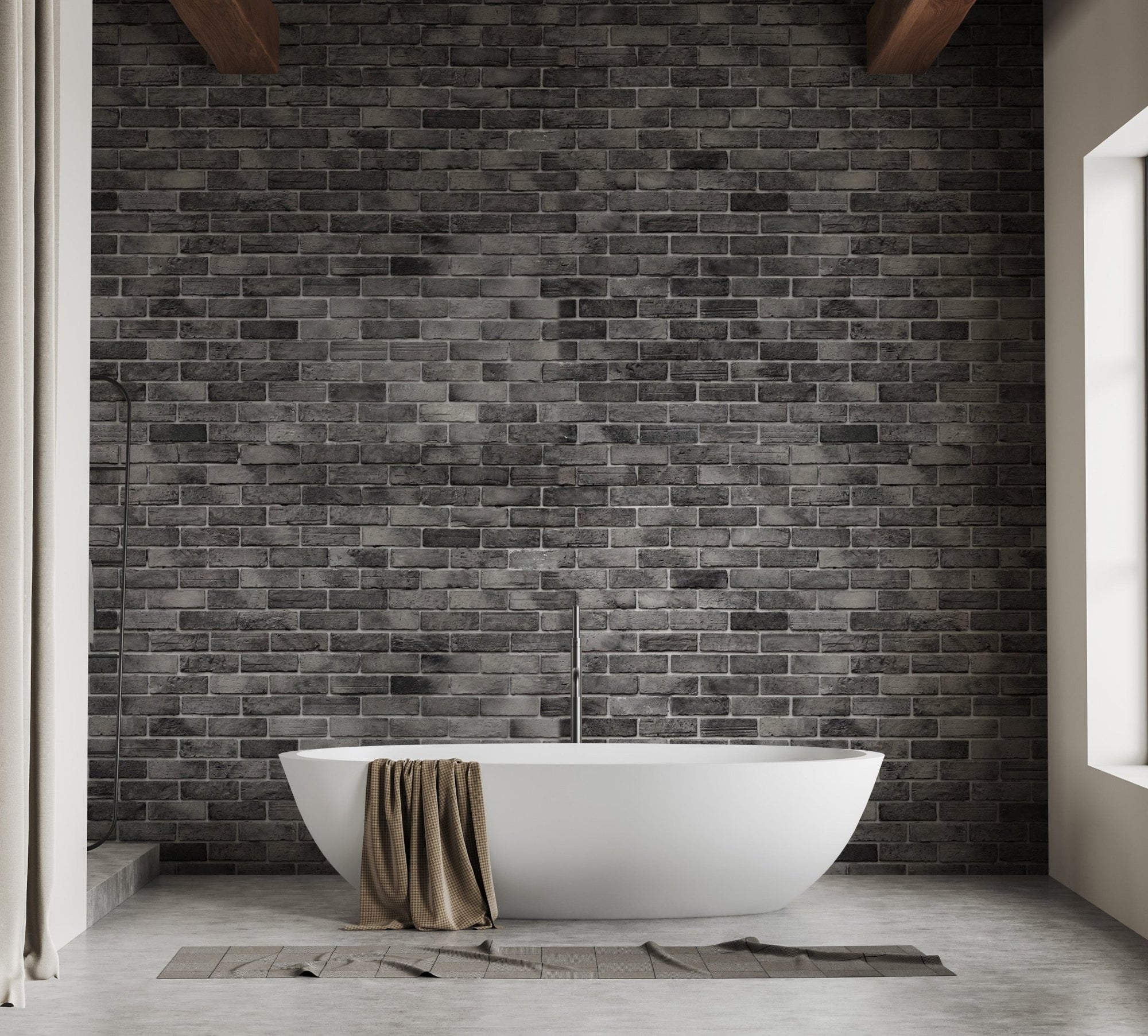 Dark Grey Brick Textured Wallpaper Mural A199