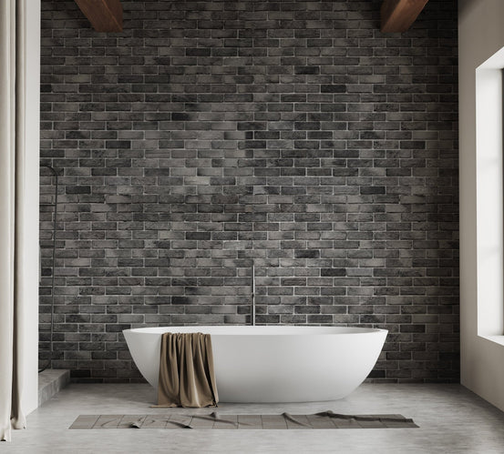 Dark Grey Brick Textured Wallpaper Mural A199