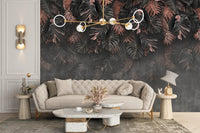 Dark Hanigng Tropical Leaves Wallpaper Mural - Giffywalls