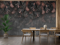 Nature-inspired dark tone wallpaper mural
