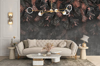 Dark Hanigng Tropical Leaves Wallpaper Mural - Giffywalls
