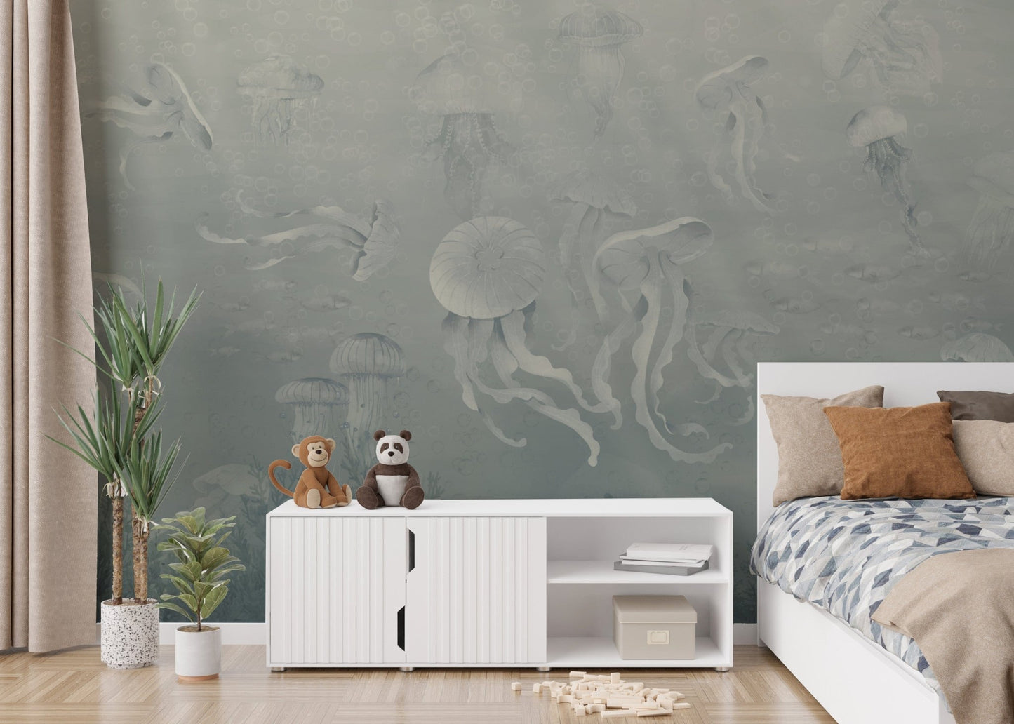 Ocean-inspired dark jellyfish wallpaper
