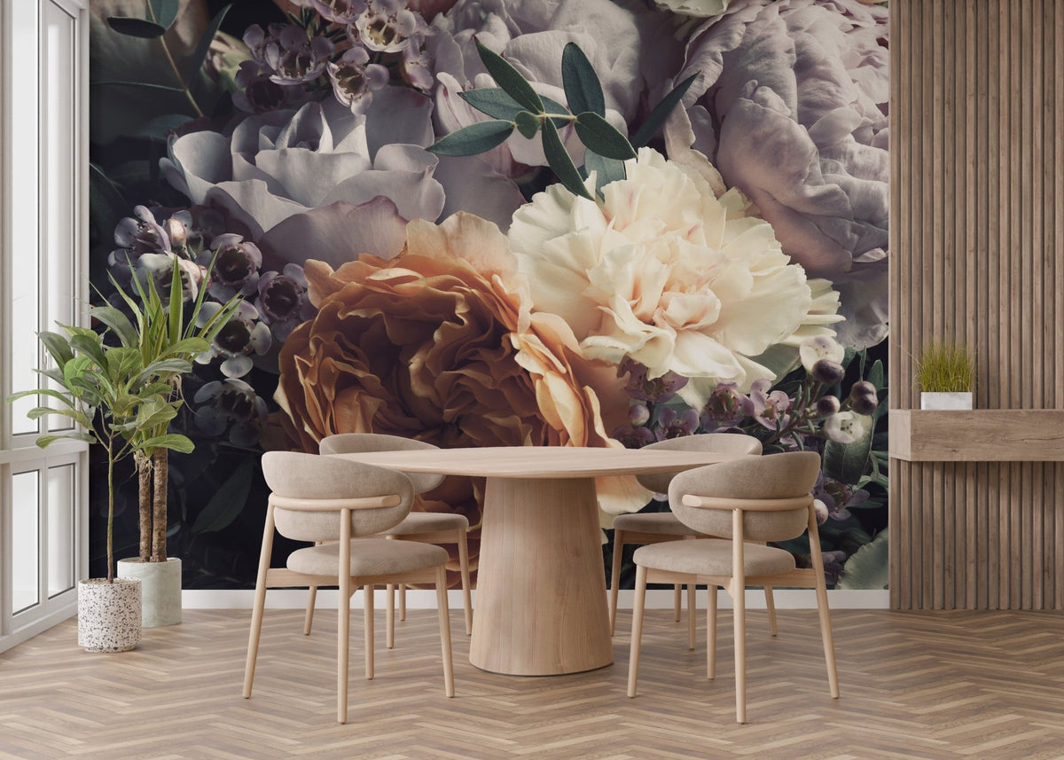 Bold floral wallpaper mural for dramatic interiors A635
