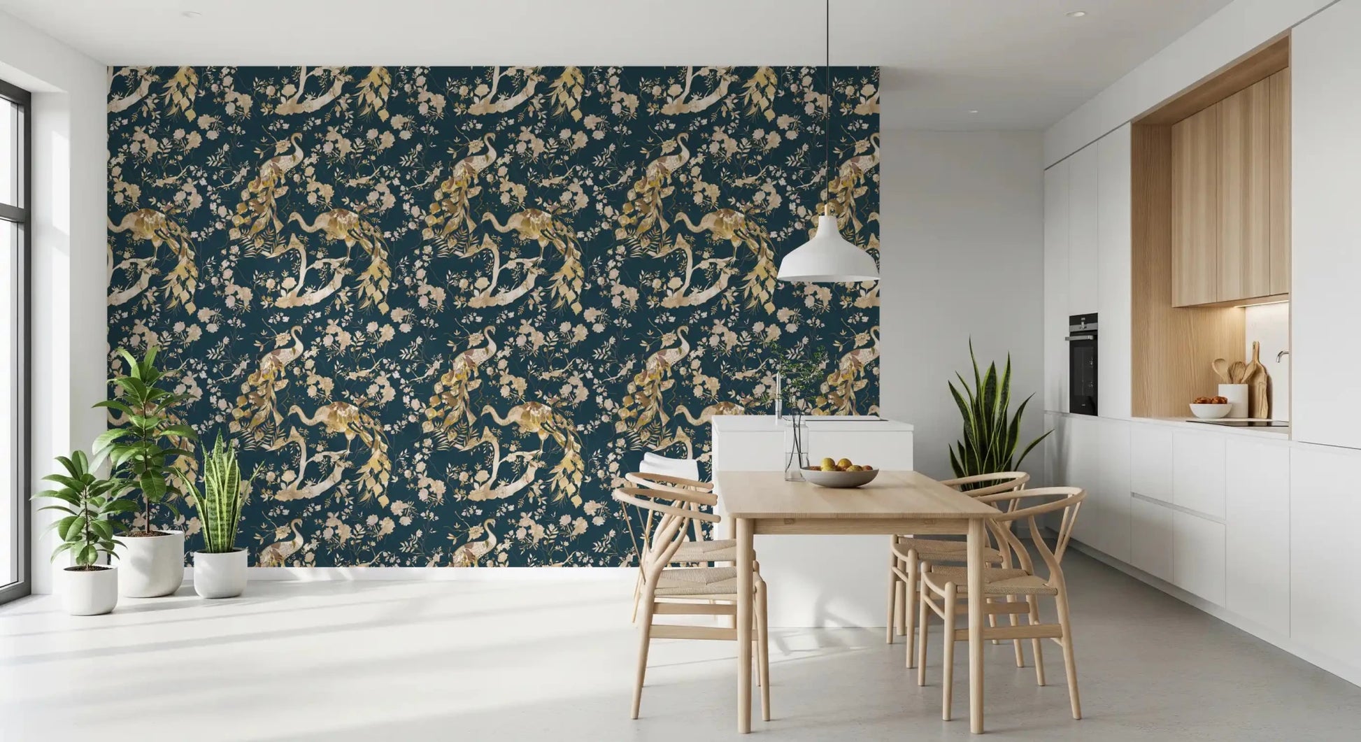 Deep navy tones enrich Dark Navy Bird Wallpaper with clear depth